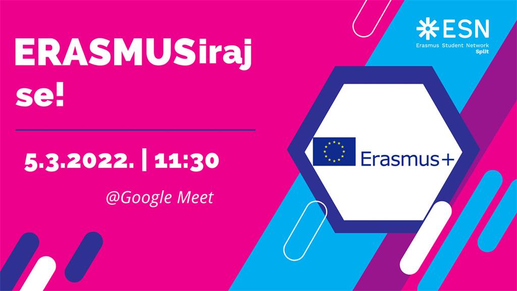 ERASMUSiraj - Subota 5. 3. 2022. u 11:30h Google Meet 